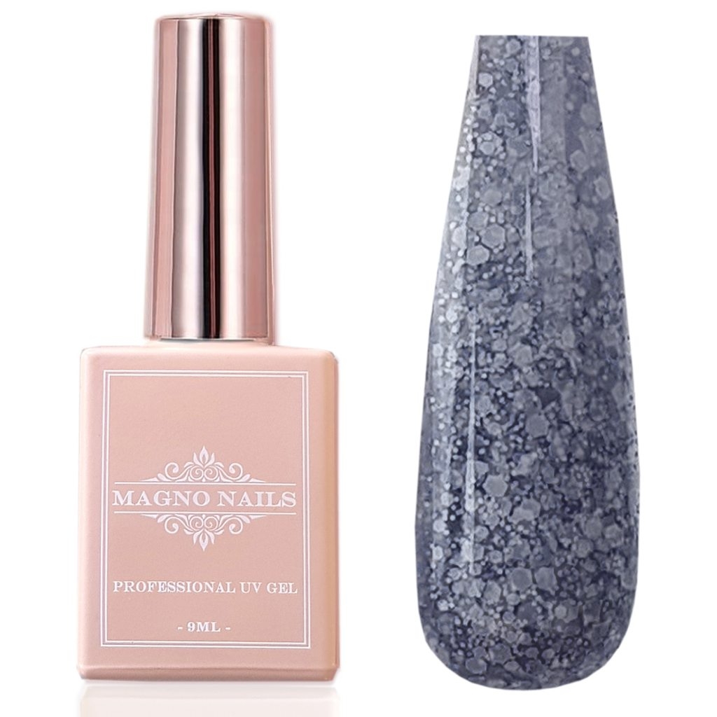 UV Gel - 5407 - Confetti Gel - Grey Nägel Nagelgel Shellac Gellack Gel Lack Nails matte Pailetten snowflake